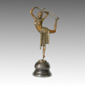 Dancer Bronze Sculpture Skirt Girl Decoration Brass Statue TPE-039